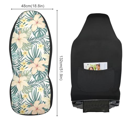 Tropical Hibiscus Flowers Car Seat Cover - 2 PCS Auto Front Seat Covers Breathable Bucket Seats Protector for Car SUV Truck - Universal Fit