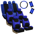 FH Group Light & Breezy Cloth Car Seat Covers, 7 Seater Three Row Set- Airbag & Split Ready -Universal for Cars Trucks and SUVs Blue/Black - color: Blue