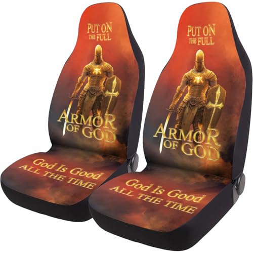 GENANY Amor of God Car Seat Covers Set of 2, Breathable Front Seat Covers for Truck Sedan SUV, Christian Car Accessories, Christian Gift for Women Men - color: Armor of God