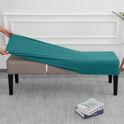 SPRINGRICO Stretch Dining Bench Cover, Removable Bench Slipcover Washable Bench Seat Protector Rectangle Bench Cover for Dining Room, Living Room, Bedroom, Kitchen (S1-Teal) - color: S1-teal
