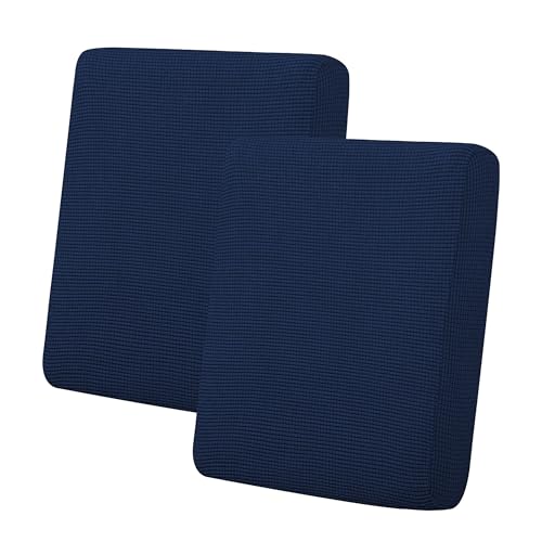 Easy-Going Stretch Individual Loveseat Couch Cushion Cover Sofa Cushion Furniture Protector Sofa slipcover Soft Flexibility with Elastic Bottom (2-Piece Loveseat Cushion Cover, Navy) - color: Navy, size: 2-piece