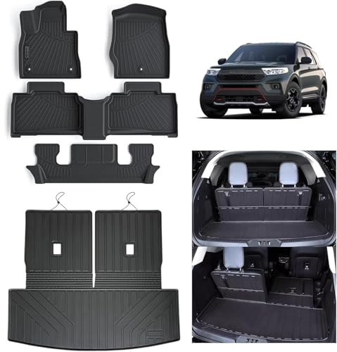 Floor Mats for 2020-2025 2026 Ford Explore 6 Seats, TPE All Weather Protection Floor Liner & Cargo Mats & Backrest Mat Full Car Mats for Ford Explorer Accessories - size: 2020-2025 Ford Explorer -6 Seats-(Full Set)