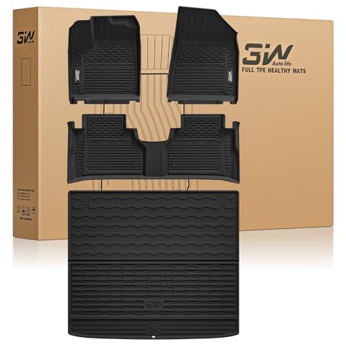 3W Floor Mats & Cargo Liner Fit Nissan Murano 2025 2026, All Weather TPE Non-Slip Custom Fit Floor Liners Set for Murano, Heavy Duty Automotive Protection Full Set Car Mats & Trunk Mat, Black - size: 7.Murano|25|Floor Mats & Cargo Liner