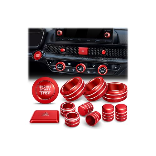 Polodunn for Honda Civic 2022-2026 Accessories, CRV 2023-2026 & Acura Ingetra 2023-2026 (Fit 7" Screen/ 2 Audio Knobs), 12pcs Knob Cover Kit - Hazard Light, Push Start, Audio, AC & Air Vent (Red) - color: Red, size: 2 Audio Knobs Screen