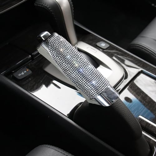Car Handbrake Covers Torcarvh Crystal Diamond Handbrake Decorative Cover Anti Scratch Auto Gear Shift Collars Self Adhesive Handbrakes Protective Accessories (White) - color: White