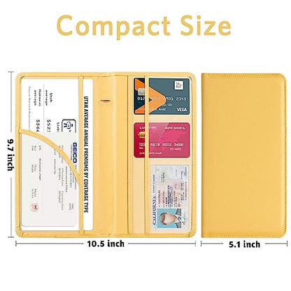 CoBak Car Registration and Insurance Holder - Vehicle Glove Box Car Organizer,Auto Truck Comparment Accessories Case with Magnetic Closure for Essential Document,Driver License,Cards - color: L-Yellow