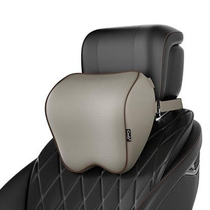 Crofy 2 Pack Car Neck Pillow, Softness Car Headrest Pillow for Driving with Adjustable Strap, 100% Memory Foam and Breathable Removable Cover, Comfortable Ergonomic Design, Gray & Brown - color: Gray & Brown