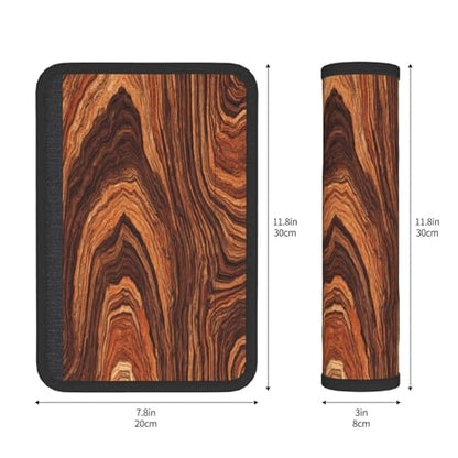 Wood Steering Wheel Cover Elastic Non-Slip Car Steering Wheel Covers with Seat Belt Shoulder Pad for Women Men - color: Wood