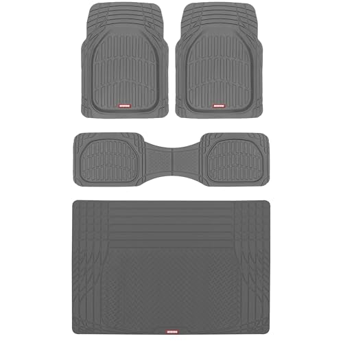 Motor Trend FlexTough™ Contour Heavy Duty Rubber Car Floor Mats with Cargo Liner - All Weather Full Set Front & Rear Floor Mats fits Most Cars Truck SUV, Automotive Floor Mat - color: Gray, size: Small