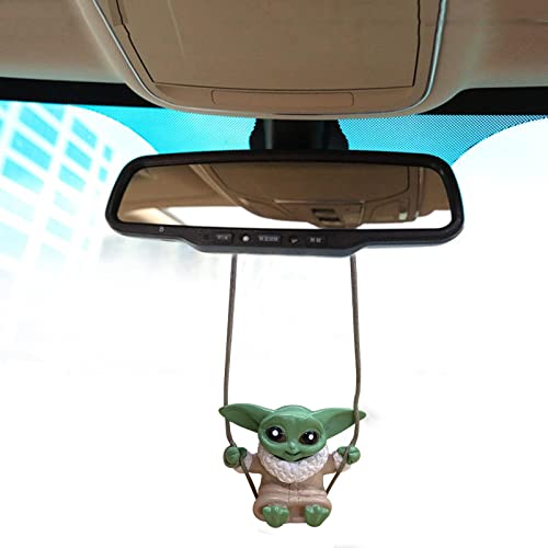 Car Mirror Hanging Charm Pendant - Car Mirror Suspension Decorative Accessories (Sit) - color: Yoda-C