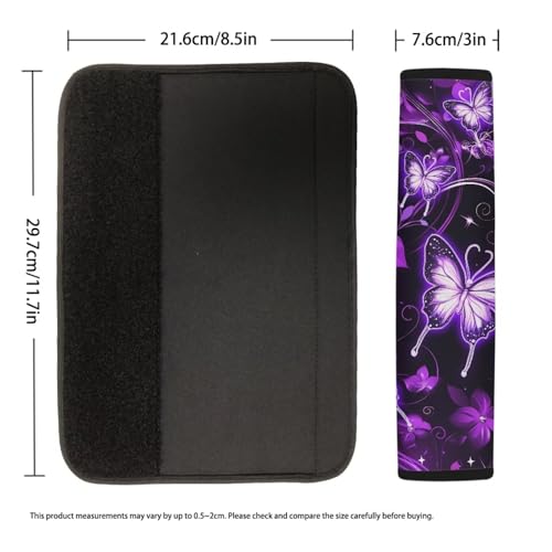 Dreaweet Purple Butterfly Seat Belt Covers for Adults Women Soft Comfortable Car Accessories Seatbelt Covers Set of 2 Universal Car Seat Belt Cushion Shoulder Strap Pads Washable - color: Purple Butterfly