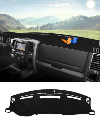 Autorder Dashboard Cover Mat for 2009 2010-2018 Dodge Ram 1500 2500 3500 Accessories Dash Cover Flannel Dash Mat Sunshade Glare UV Rays Protector (Without Hud) - size: Black 2009-2018 Dodge Ram
