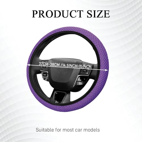 Elastic Stretch Steering Wheel Cover, Steering Wheel Protector, 15 Inch Anti-Slip Breathable Microfiber Ice Silk Protection, Easy Carry, Warm in Winter & Cool in Summer for Cars (Purple) - color: Purple