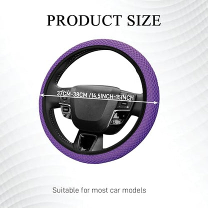 Elastic Stretch Steering Wheel Cover, Steering Wheel Protector, 15 Inch Anti-Slip Breathable Microfiber Ice Silk Protection, Easy Carry, Warm in Winter & Cool in Summer for Cars (Purple) - color: Purple