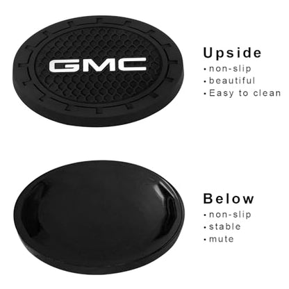 Car Cup Holder Coaster for GMC Sierra Denali Canyon Terrain Yukon Jimmy Acadia Recessed Silicone Cupholder Coaster Interior Accessories 2.75in 2Pack - color: Black-01