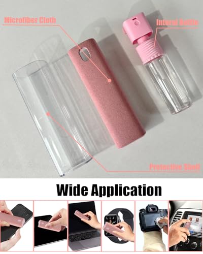 Touchscreen Mist Cleaner Screen Cleaner Spray Bottle Tool Screen Cleaner for iPhone iPad AirPods Eyeglasses Smartphones Tablet Versatile Cleaners Cute Car Accessories (2 Units) - color: 2Pink