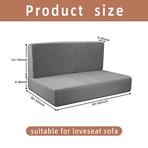 Sfcddtlg RV Dinette Cushion Covers - Grey Stretch Dinette Seat Covers - Washable Loveseat Slipcovers for Camper Car Bench Seats (2 Backrest & 2 Bench Covers)