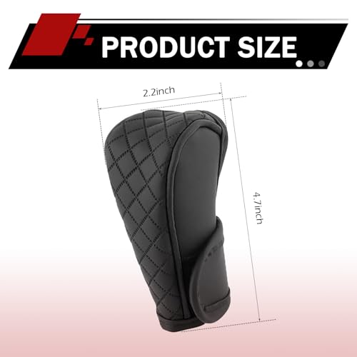 Car Gear Shift Cover, Upgraded Leather Car Gear Shift Knob Cover, Soft Breathable Auto Shifter Stick Protector, Anti-Slip Auto Shifts Handle Transmission Decor, Universal for Most Cars(Black)