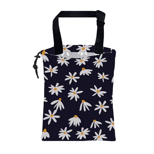 Car Garbage Bag Chamomile Flowers Hanging Canvas Car Trash Bag Waterproof Drawstring Car Back Seat Organizer for Car Back Front Seat Console with Adjustable Buckle - color: Chamomile Flowers