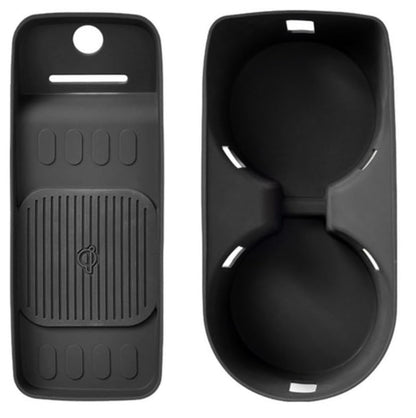 BIBIBO 2Packs for 2026 Hyundai Palisade Center Console Cup Holder 2026 Hyundai Palisade Console Wireless Charging Mats & Console Cup Holder Insert 2026 Palisade Silicone Console Tray 2026 Palisade - color: Black-(Cup Holder+Charging Mats)