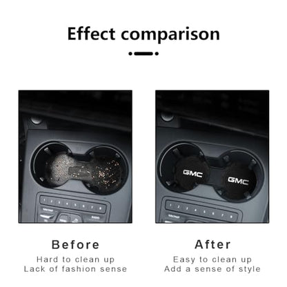Car Cup Holder Coaster for GMC Recessed Silicone Cupholder Coaster Interior Accessories 2.75in 2Pieces Black - color: Black-a8
