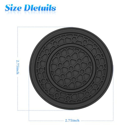 Car Cup Holder Coaster, 2PCS 2.75" Non-Slip Insert Insulated Vehicle Water Bottle Holder Pad, Waterproof Dustproof Embedded Automotive Console Drink Cup Mat, Universal Fit (Black) - color: Black