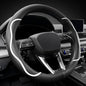 Nappa Leather Steering Wheel Cover. Stylish Striped Design, Universal fit for 14.5–15-inch Steering Wheels, Slip-Resistant and Breathable, Protects the Steering Wheel.Black and White - color: Black and White