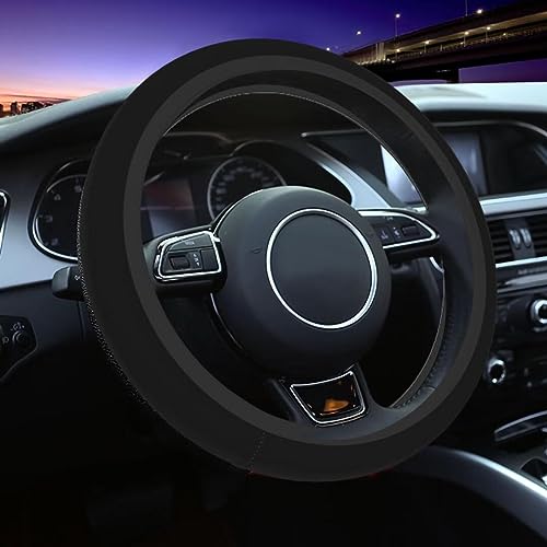 Elastic Stretch Steering Wheel Cover,Warm in Winter and Cool in Summer, Car Universal 15 inch, Microfiber Breathable Ice Silk, Anti-Slip, Odorless, Easy Carry,Black - color: Black