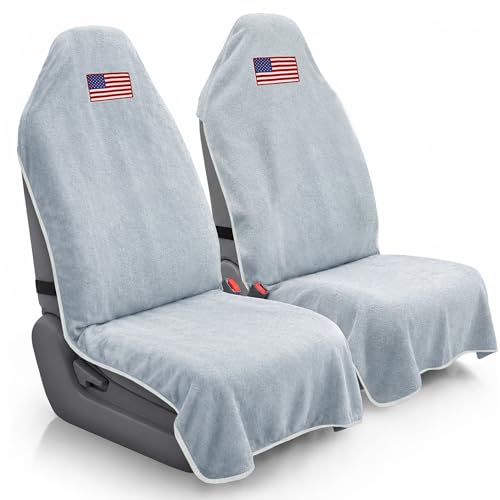Car Seat Towel Cover (2-Pack), Sweat-Proof & Absorbent Microfiber Seat Protector for Gym, Workout & Beach, Universal Fit for Most Cars, SUVs & Trucks, 59"x29", Silver Gray Flag - color: Silver Gray