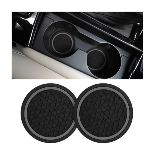 Mandark 2PCS Car Cup Holder Coasters, 2.75 Inch Non-Slip Insert Water Bottle Holder Pads, Dustproof Automotive Interior Accessories Mat, Universal for Vehicles, Trucks, RVs and More(Black/Gray) - color: Black/Gray, size: 2PCS