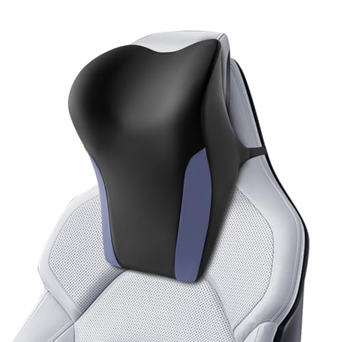 BABUR Car Headrest Pillow | Ergonomic Memory Foam Neck Shoulder Support Pillow with Adjustable Design & Enlarged Surface | Pain Relief for Driving Travel Sleeping | Blue 1 Pack - color: Blue