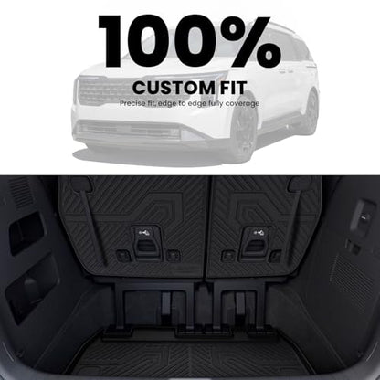 LASFIT Cargo Mat & Backrest Mats for Kia Carnival 2026 2025 2024 2023 2022 / Kia Carnival Hybrid 2025-2026, All Weather TPE Custom Fit Mats Car Trunk Mat Cargo Liner Accessories, Black - size: 3)For Kia Carnival (Hybrid) | 2022-2026 | Cargo
