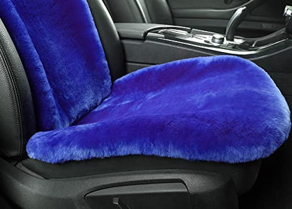 OGLAND Fluffy Fur Sheepskin Car Seat Covers for Universal Soft Cozy Fuzzy Auto Wool Seat Cushions Accessories, for 1 Front Seat (3 Pack Front, Blue) - color: Blue