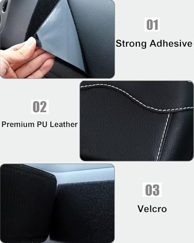 Reusable Adhesive Small Car Seat Side Pocket Organizer, No Residue Removable PU Leather Car Storage bag, Universal Vehicle Door & Console Pouch for Phone Keys Wallet etc, Black