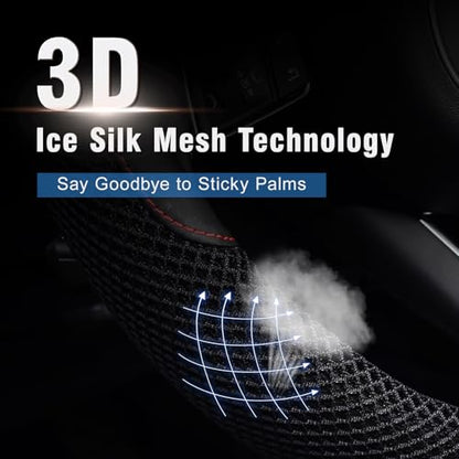 D Shape Steering Wheel Cover, Universal 15 inch, Microfiber Leather Viscose, Breathable, Anti-Slip,Warm in Winter and Cool in Summer, Black - color: black, size: D Shaped Standard Size[14.5"-15"]