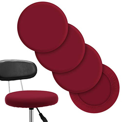 Tatuo Round Bar Stool Seat Covers Washable Stool Cushion Slipcover Elastic Bar Chair Covers for 14-17 Inch Chair (Red, 4 Pieces) - color: Red