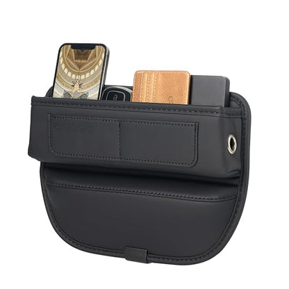 Car Seat Gap Filler Organizer with Charging Hole, In Between Car Seat Catcher for Car, Truck, SUV, Premium PU Leather Interior Accessories, Console Organizer for Phone, Keys and Small Items – Black