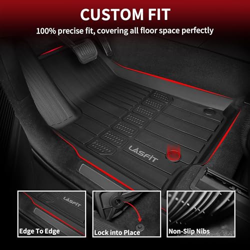 LASFIT Floor Mats for Jeep Grand Cherokee L 2021-2025 2026 7 Seat (NOT Fit for 6-Passenger) All Weather TPE Custom Fit Car Mats Floor Liners 1st & 2nd & 3th Row, Black - style: Grand Cherokee L 7-Seat 2021-2025 Floor Mats