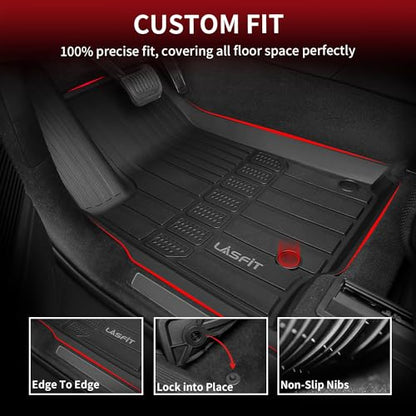 LASFIT Floor Mats for Jeep Grand Cherokee L 2021-2025 2026 7 Seat (NOT Fit for 6-Passenger) All Weather TPE Custom Fit Car Mats Floor Liners 1st & 2nd & 3th Row, Black - style: Grand Cherokee L 7-Seat 2021-2025 Floor Mats