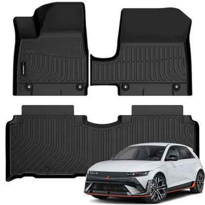Auxko All Weather Floor Mats for 2026 2025 Hyundai IONIQ 5 SE/SEL/SE Standard Range (Exclude XRT & Limited) Unmovable Console TPE All Season Accessories Odorless Anti-Slip - size: ioniq 5 not limited|2025-2026|floor mats