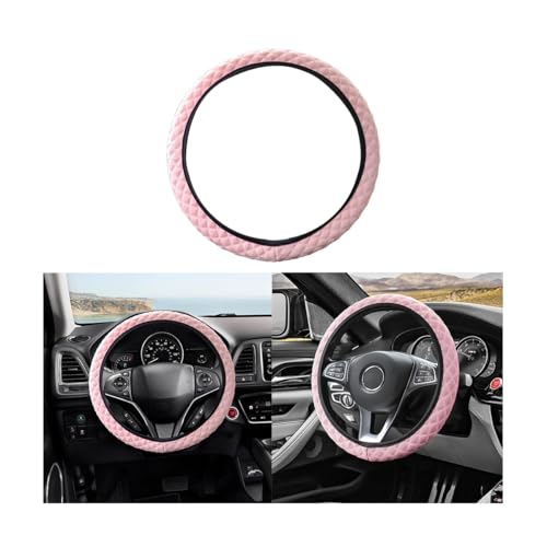 Elastic Stretch Car Steering Wheel Cover, 15Inch Breathable Ice Silk Vehicle Steering Wheel Protecter, Cool in Summer Automotive Interior Protection, Universal for SUV Sedan Truck (Pink) - color: Pink