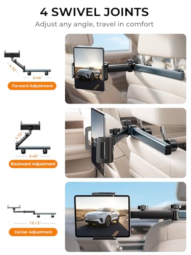 LISEN for iPad Holder Car Tablet Mount, Road Trip Essentials Toddler Kids Travel Gifts, Car Accessories for Women Interior Organizer Mens Truck 3in1 Tablet Holder for Car Camping Back Seat Headrest