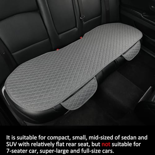 Linen Car Seat Covers,Bottom Seat Covers for Cars Include 1 Pair Front Driver Seat Pad Mat and 1 Rear Bench Cover Universal Fits 90% Vehicles,SUVs,Cars,Sedans(3Piece-Gray) - color: Gray, size: 2 Front Seat Covers+1 Rear Bench Seat Cover