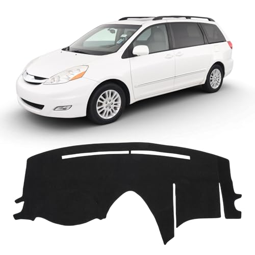 KUST Black Dash Cover Compatible with Toyota Sienna 2004-2010 Dashboard Cover Accessories for Sienna Non-Slip Polyester Dashboard Mat Custom Fit Center Console Sunshield Protector No Glare - size: Sienna 04-10(Black)