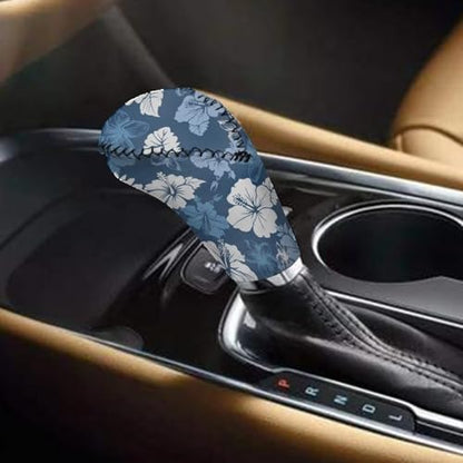 KEIAHUAN Blue Hibiscus Flowers Car Gear Shift Knob Cover&Handbrake Cover for Women Anti-Slip Breathable Comfortable Handbrake Gear Shift Protector 2 PCS - color: Blue Hibiscus Flowers