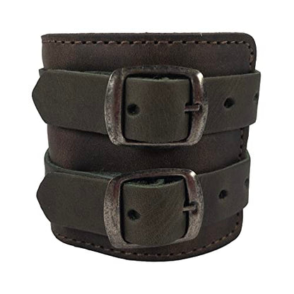 Hide & Drink, Stylish Wrist Wallet Cuff, Wristband with Secret Pouch, Cash Holder, Money Organizer, Full Grain Leather, Handmade, Bourbon Brown/Dark Jade - color: Bourbon Brown/Dark Jade, size: Regular