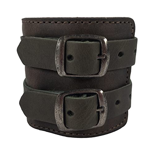 Hide & Drink, Stylish Wrist Wallet Cuff, Wristband with Secret Pouch, Cash Holder, Money Organizer, Full Grain Leather, Handmade, Bourbon Brown/Dark Jade - color: Bourbon Brown/Dark Jade, size: Regular