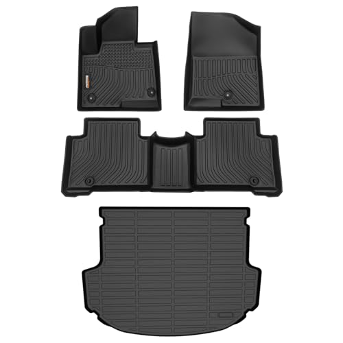 Binmotor-Floor Mats & Cargo Liner Set for Hyundai Santa FE Sport 2013-2018(Not Fit for Hybird), Front & 2nd Row & Cargo Liner, TPE All Weather Mats Cargo Trunk Mat for Santa FE Sport Accessories - style: 2) Car Mats for Hyundai Santa Fe Sport (2013-2018)