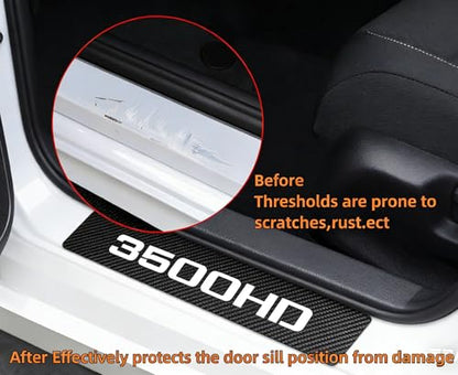 4Pcs Car Door Sill Protector Door Sill Scuff Plate Stickers Compatible with Sierra 3500HD (White) - color: 3500HD (White)