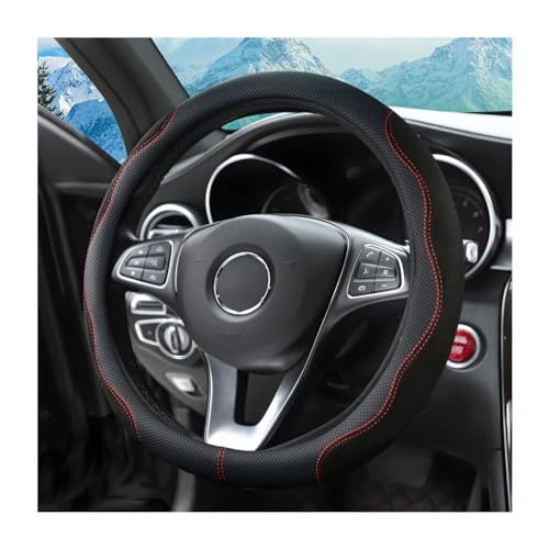 zipelo 14.5"-15" Car Steering Wheel Cover, Auto Interior Wheel Protector with Durable Soft Breathable Anti-Slip Linging Leather, Universal for Vehicles Trucks SUVs Accessories for Men Women (Black) - color: Black